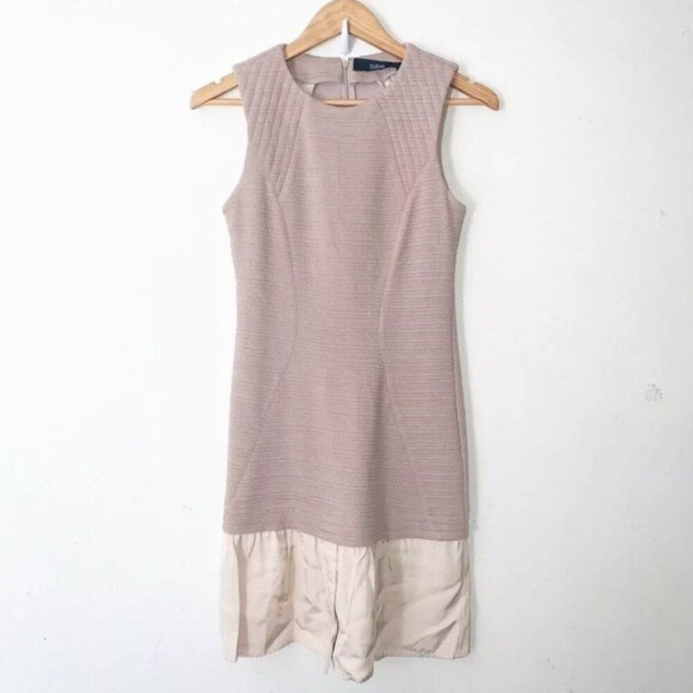 Cut 25 Yigal Azrouel Beige Sheath Dress w/ Ruffled Hem